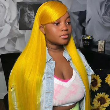 38 Inch Yellow Straight Wig 13x4 13x6 Transparent Lace Front Human Hair Wigs 200 Density Brazilian Remy Human Hair Long Lace Wig