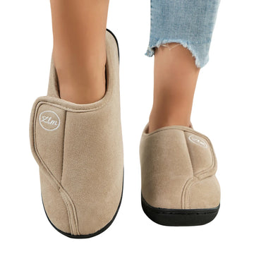 Slippers for Men Suede Non-Slip House Shoes Comfy Warm Plush Slip-on Shoes Indoor/Outdoor for Diabetic Swollen Feet