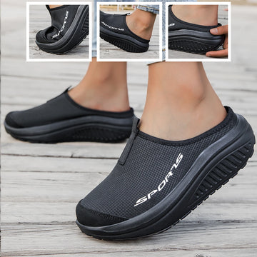 Summer women's one foot sports shoes breathable thin mesh lazy shoes toe cap half drag sandals women's style