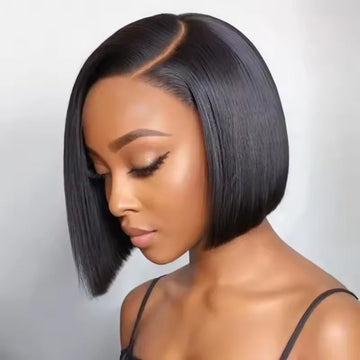 Natural Human Hair Wigs 13x4 Straight Lace Frontal Bob Wig Pre Plucked 100% Human Hair Brazilian Straight Lace Front Wig On Sale