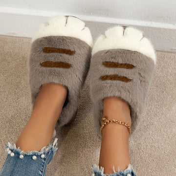 Cute Plush Cotton Slippers Autumn Winter Home Shoes Indoor Thick Sole Non-Slip Cashmere Warm Fashion Slides For Women Man