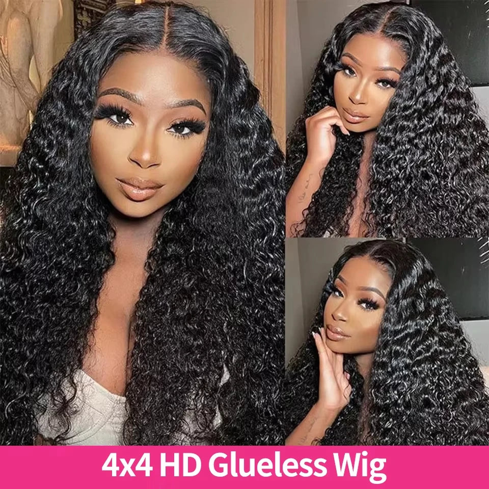 Nneka Glueless Wigs 4x4 Lace Frontal Curly Human Hair Wig Deep Wave Lace Front Wig 13x6 Water Wave Lace Front Wig Wear And Go