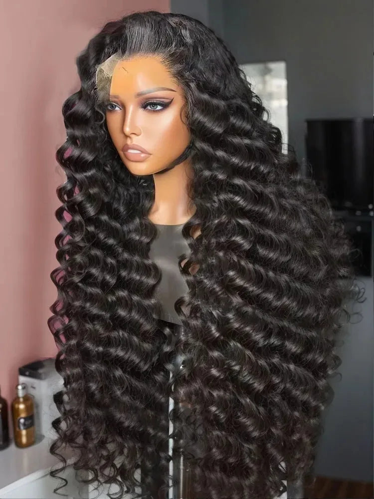 Loose Deep Wave 13x4 Lace Front Wigs Human Hair Pre Plucked Loose Deep Curly Lace Frontal Wigs for Black Women Natural Hairline
