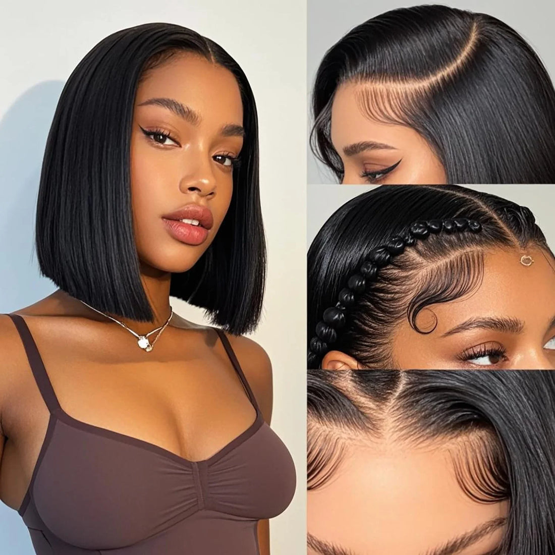 Natural Human Hair Wigs 13x4 Straight Lace Frontal Bob Wig Pre Plucked 100% Human Hair Brazilian Straight Lace Front Wig On Sale
