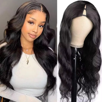 16-32 Inch Brazilian Natural Black Body Wave Human Hair Wig V Part Wigs Body Wave Shape Hair V Part Human Hair Wigs For Women