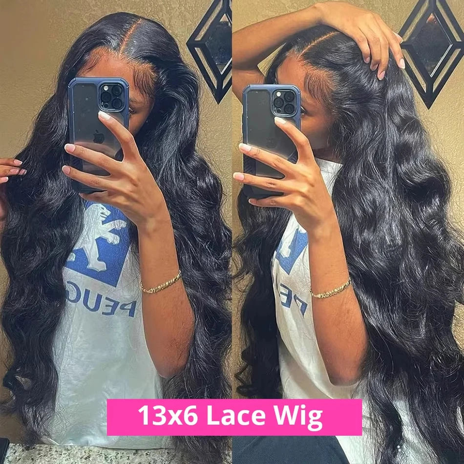 13x6 Lace Front Body Wave 30 40 Inch 150 180 Density Brazilian Pre Plucked HD Lace Frontal Wig 13x4 Human Hair Glueless Wigs
