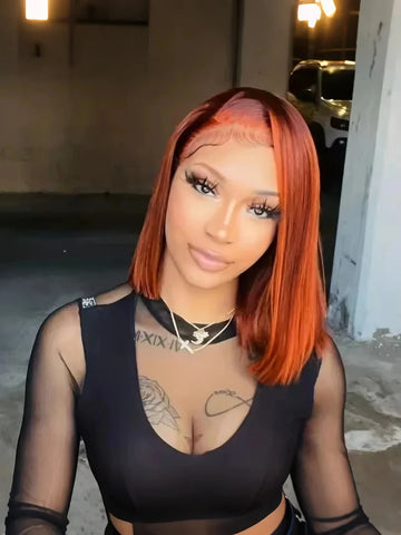 Bob Wigs Human Hair 14 In 13x4 Transparent Lace Wig Highlight Straight Lace Front Wigs 4/350 Colored Lace Frontal Human Hair Wig