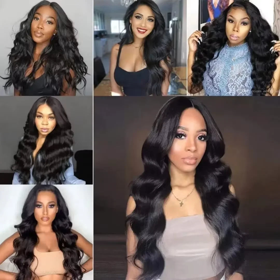 16-32 Inch Brazilian Natural Black Body Wave Human Hair Wig V Part Wigs Body Wave Shape Hair V Part Human Hair Wigs For Women