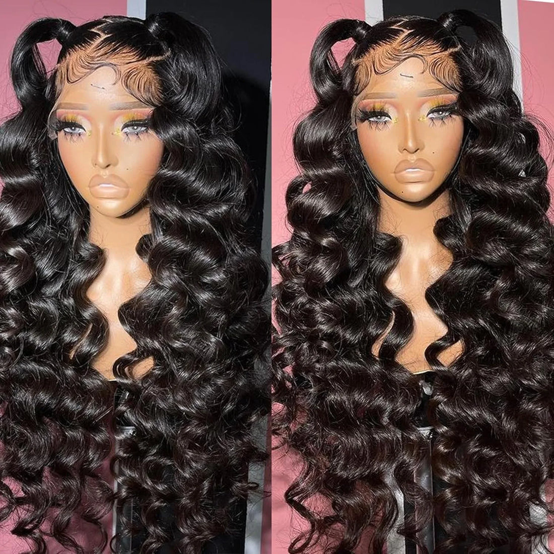 Loose Deep Wave 13x4 Lace Front Wigs Human Hair Pre Plucked Loose Deep Curly Lace Frontal Wigs for Black Women Natural Hairline