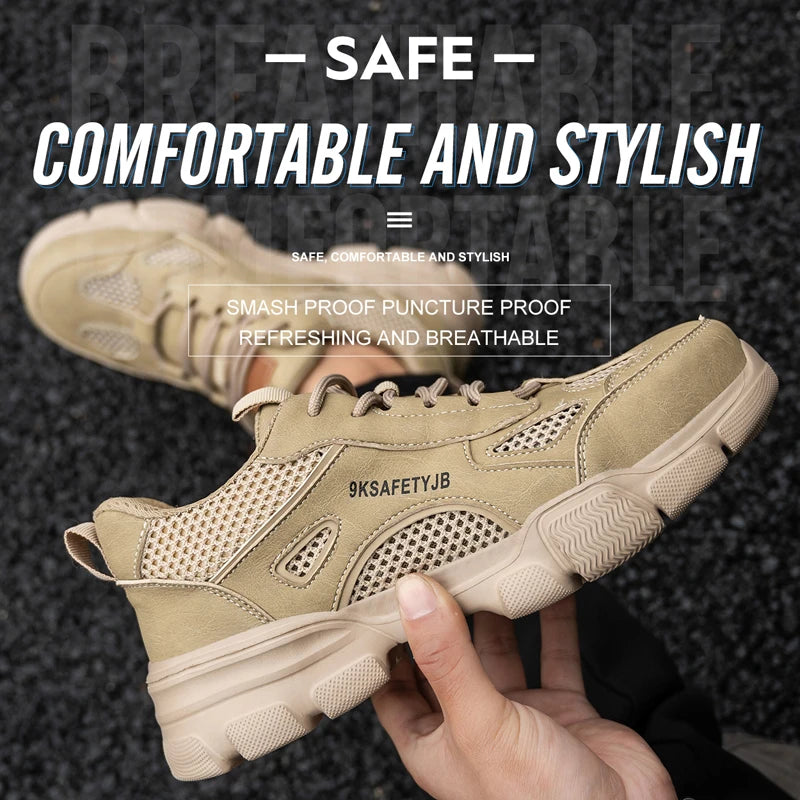 Men Work Sneakers Protective Shoes Safety Industrial Puncture-Proof Anti-smash Steel Toe Shoes Breathable Construction Work Shoe