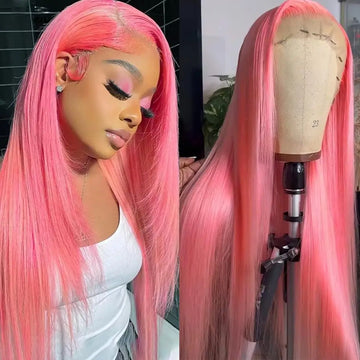 42 Inch Pink Bone Straight Wigs Pre-Plucking Transparent HD Lace 13x6 Human Hair 220 Density Colored Human Hair Wigs For Women