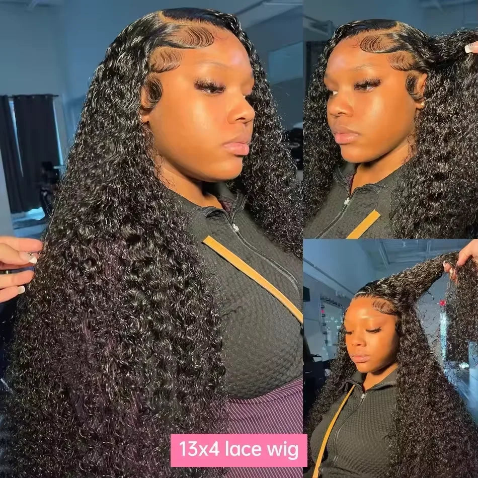 13x6 HD Front Wigs Transparent Lace Deep Body Wave46 long inches  Human Hair 200 Density  in Brazilian human hair For Women hair